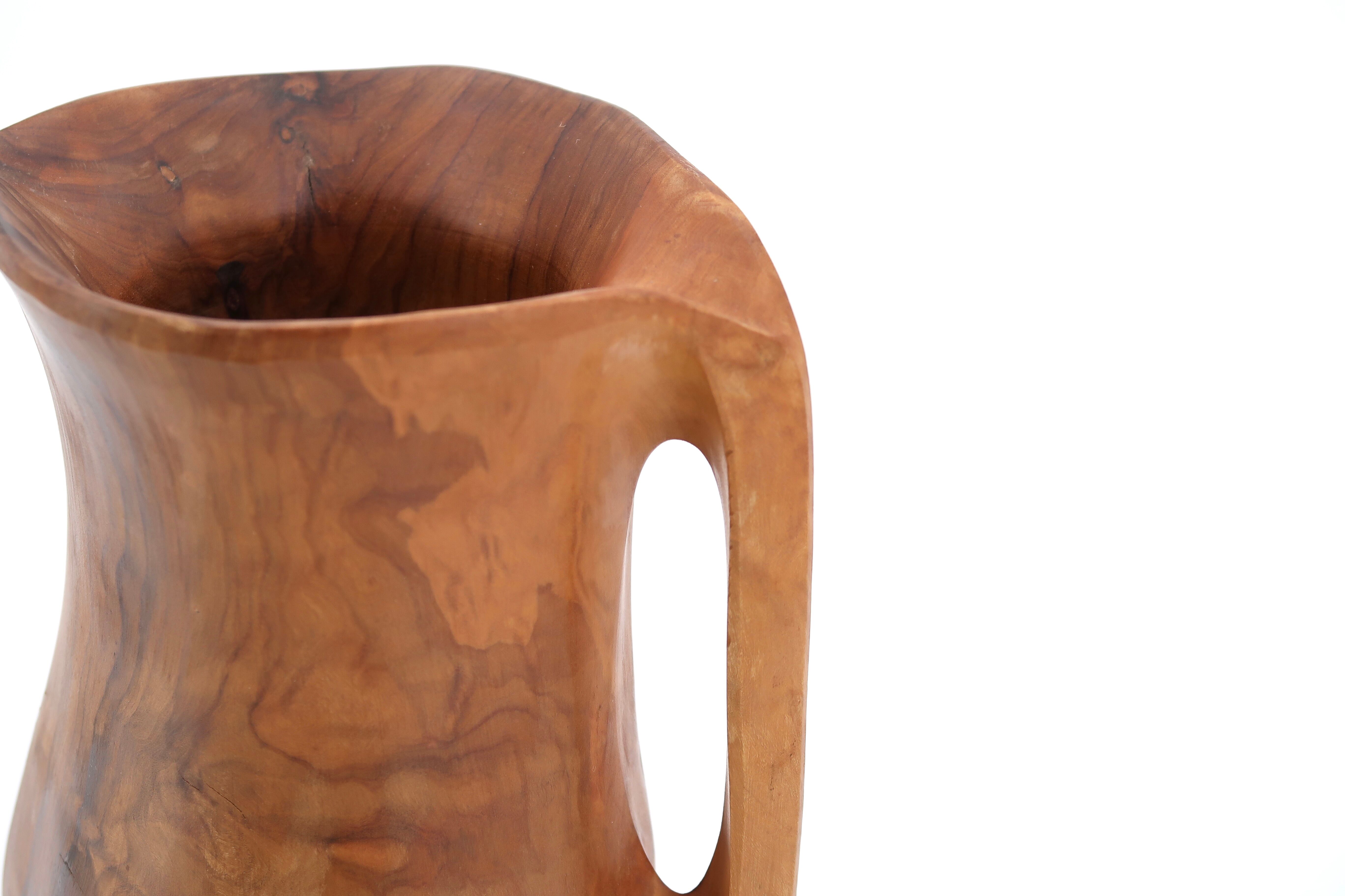 Sculptural wooden pitcher, 60s