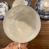 Japanese tea set cherry blossom blue fine porcelain