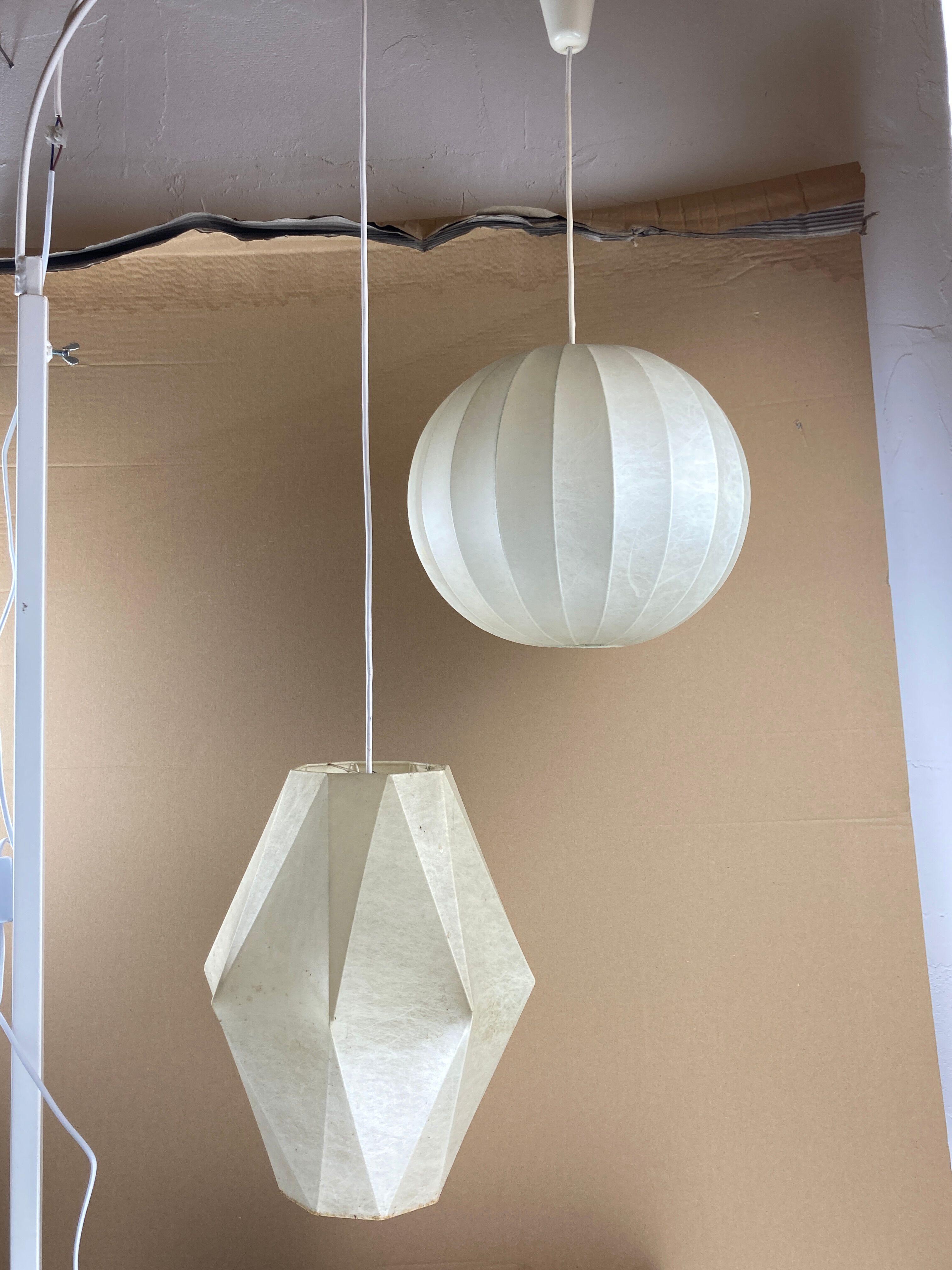 Pair space age cocoon hanging lamps, Germany 1960s