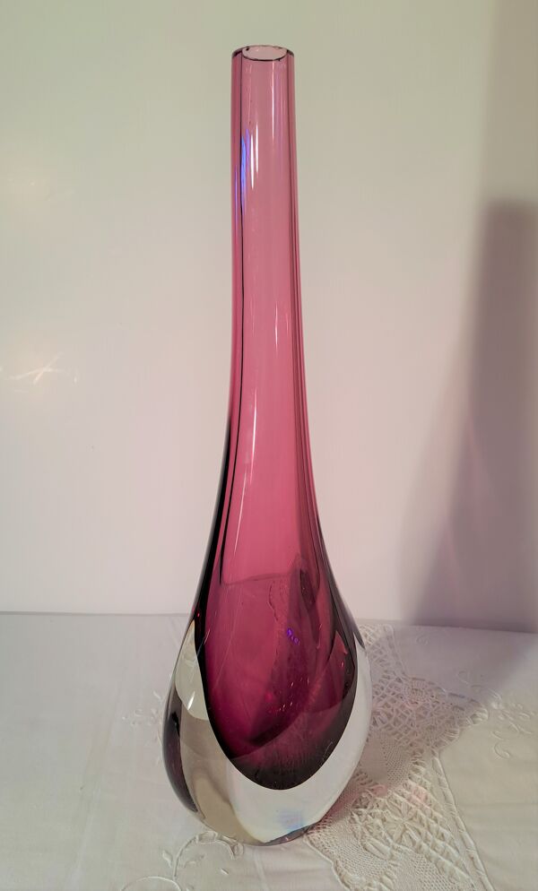 Vase soliflore en verre de Murano par Flavio Poli
