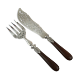 Large Silver Metal and Bois D'Amourette Fish Service Cover