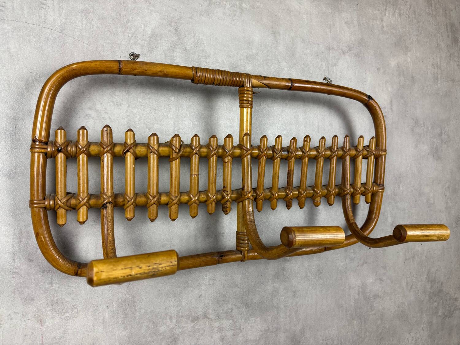 1960s Italian Rattan Coat Rack