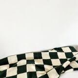 Handmade knitted wool vichy blanket