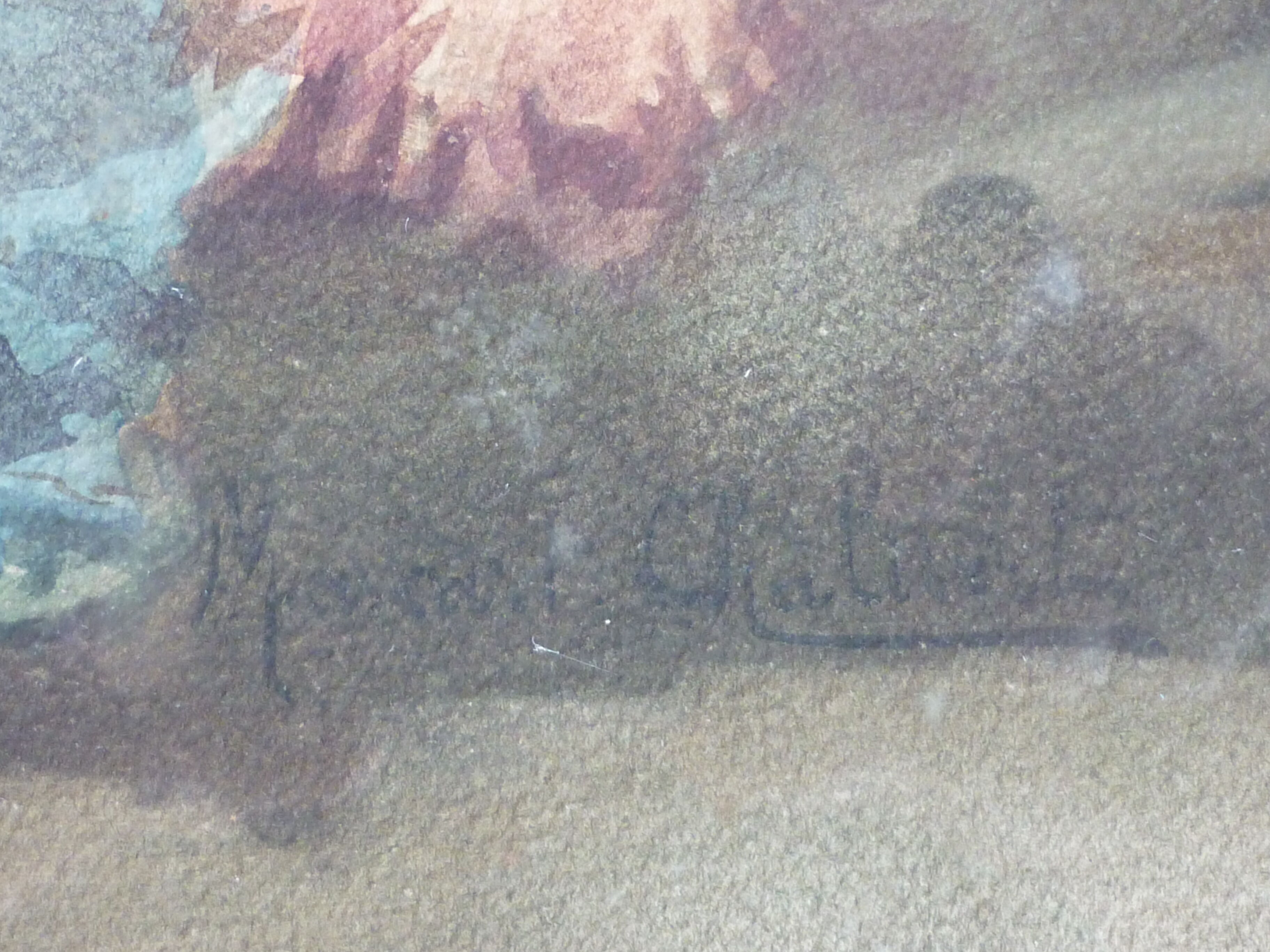 Table still life basket flowers signed