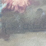 Table still life basket flowers signed