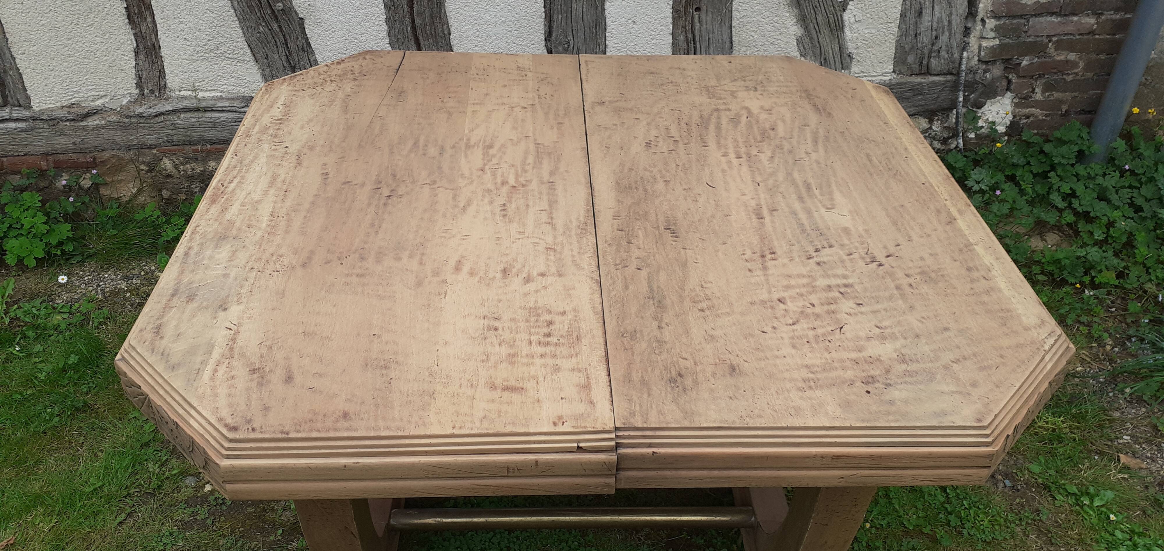 Art deco table from the 1930s in raw cherry wood