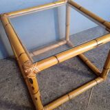 Square rattan end coffee table ep 1970