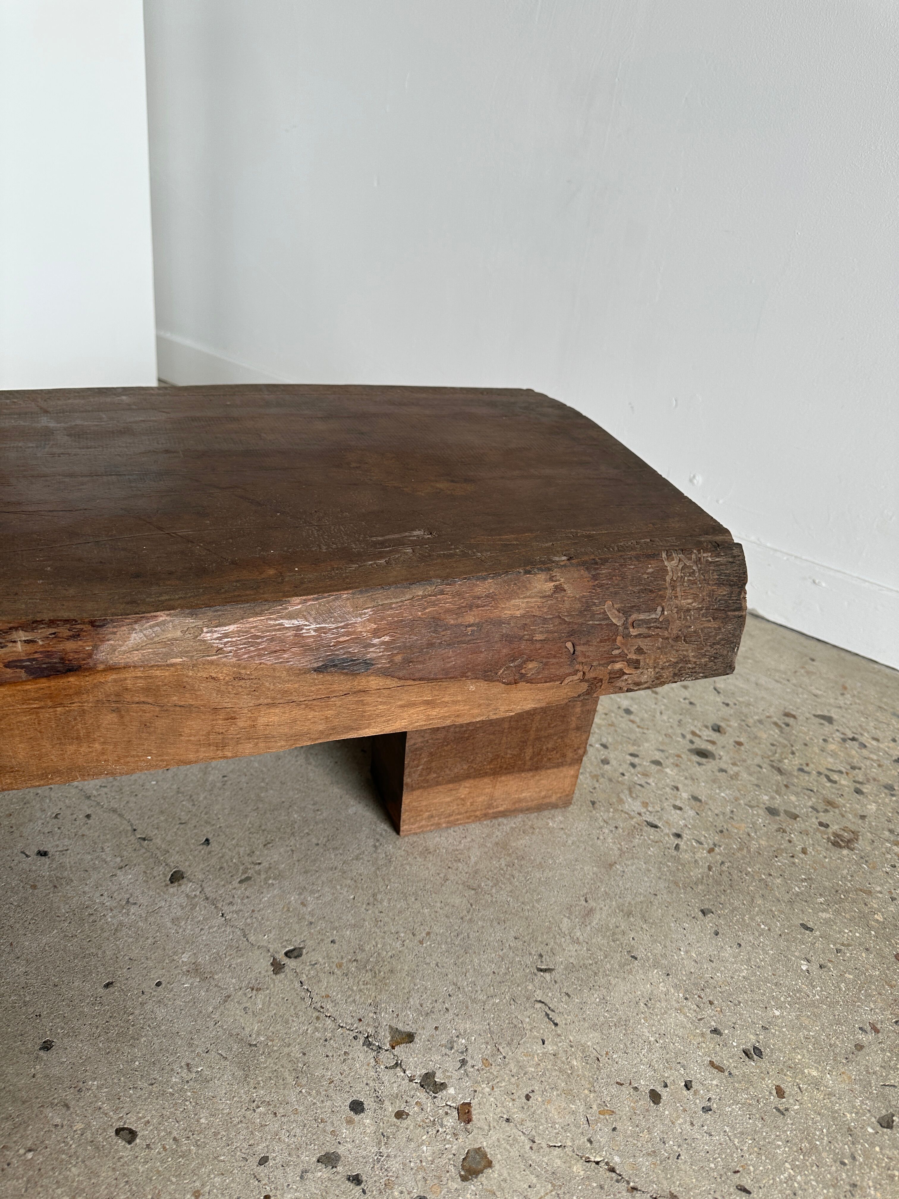 Asian solid wood quadripod brutalist coffee table H30 L81 l42