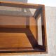 Table basse vintage bois et verre fumé 1970