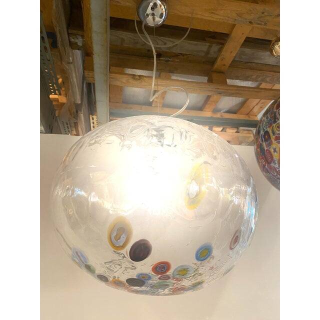 Contemporary Murano Style Clear With Murrise Multicolors Pendant