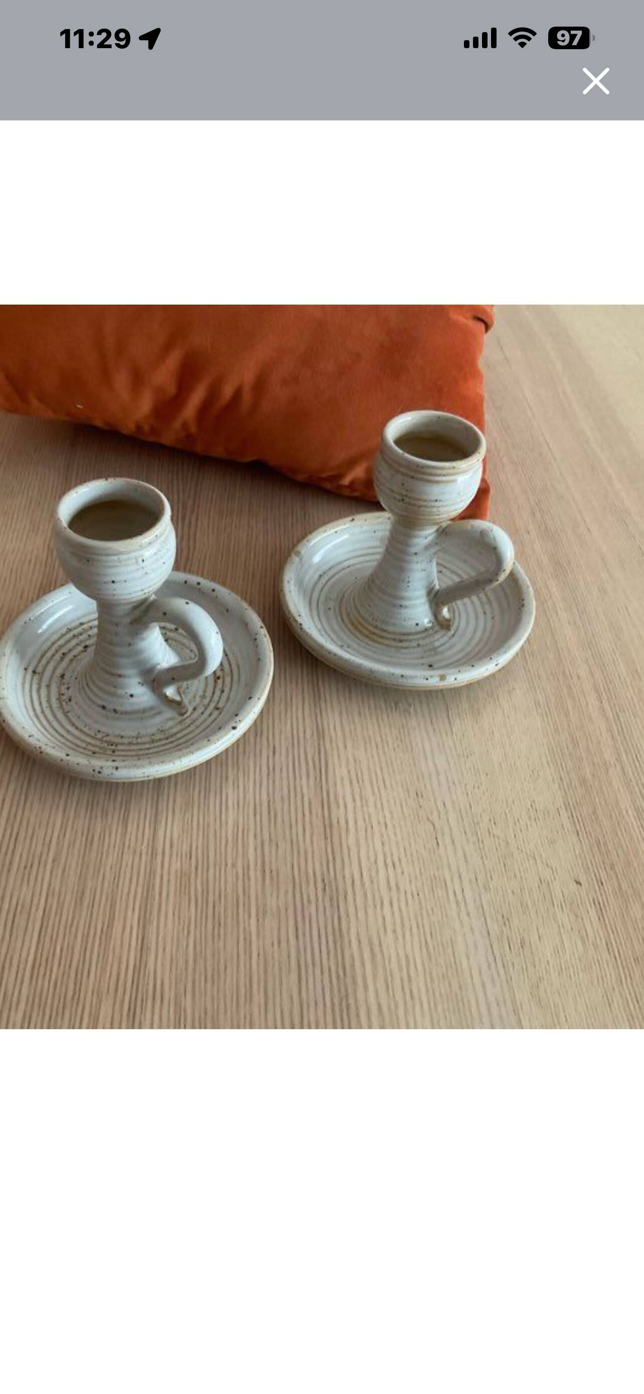 Set of 2 stoneware candlesticks from the marsh.
