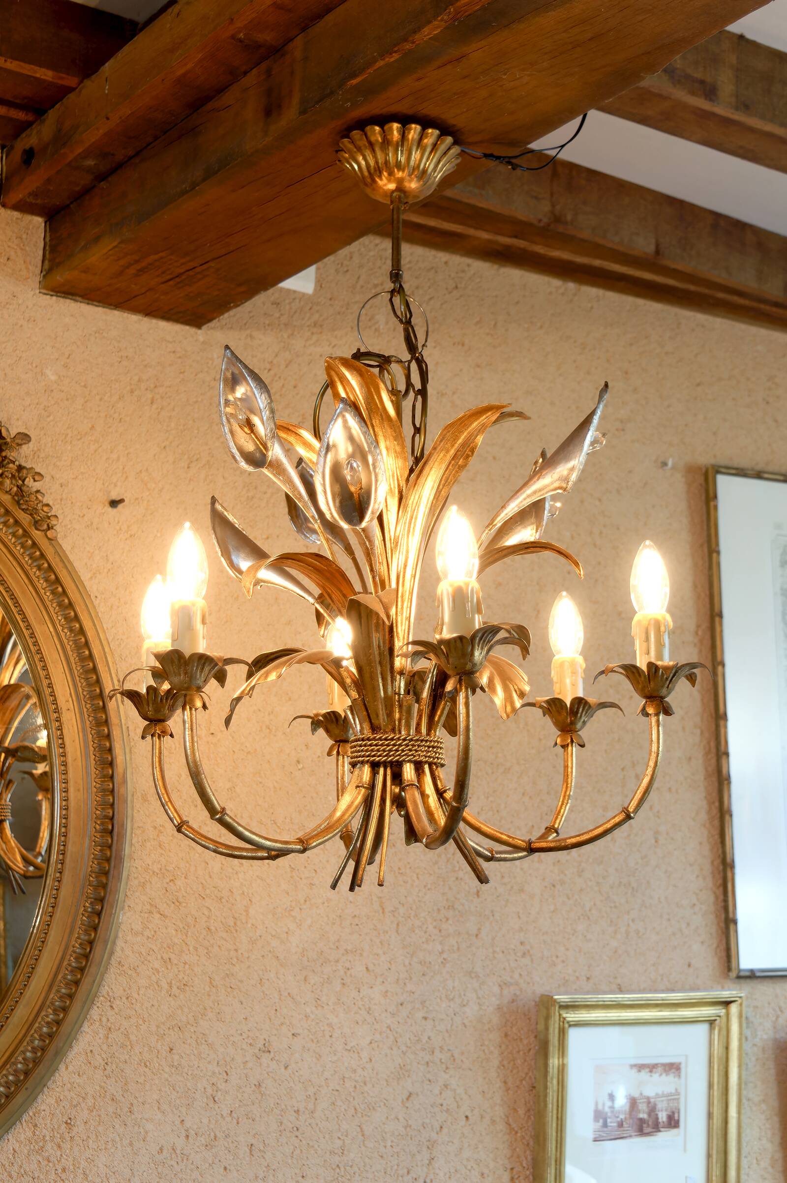 “Calla Lily” Chandelier by Hans Kögl, Hollywood Regency, c. 1970,