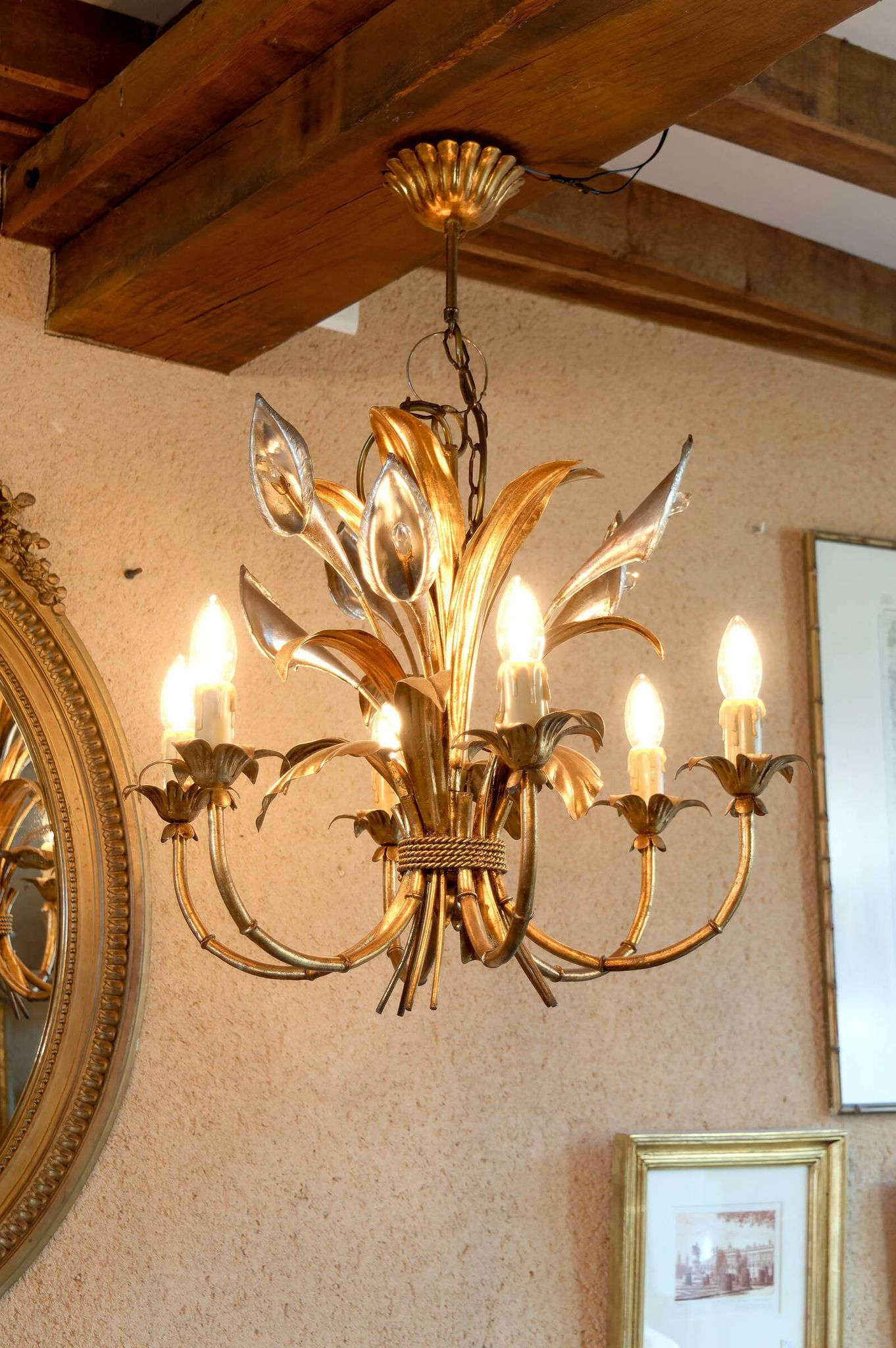 “Calla Lily” Chandelier by Hans Kögl, Hollywood Regency, c. 1970,