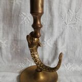 Duo brass fish candlesticks