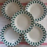 Suite de 5 plates Digoin checkerboard pattern