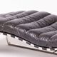 Oviedo mid-century vintage style chaise longue in dark brown leather and chrome