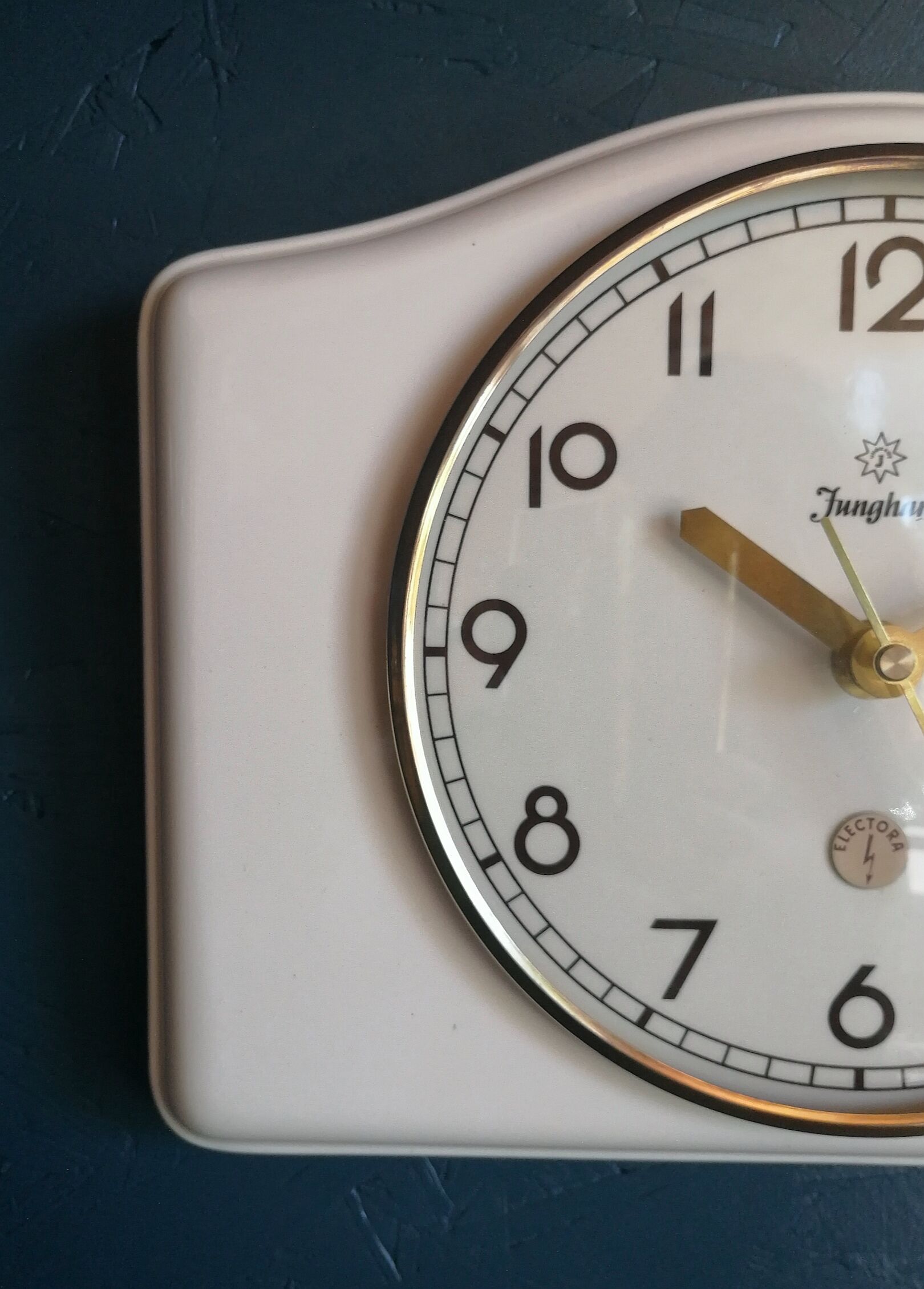 Vintage ceramic clock silent rectangular wall clock "Junghans white"