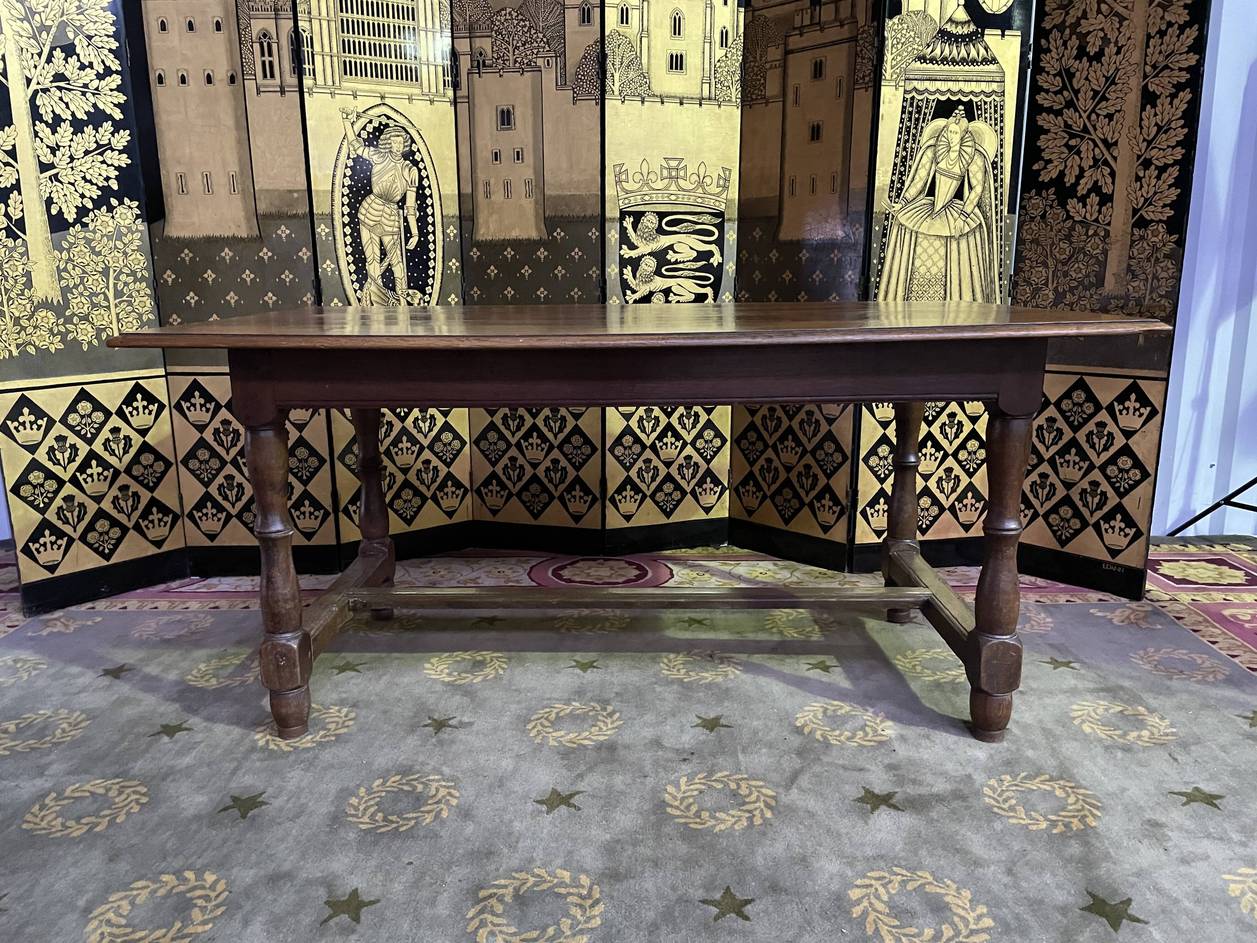 Farmhouse table with cross in oak 19th