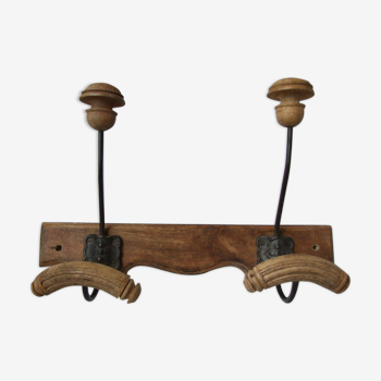Ancient 19th / XXè wooden and cast iron coat rack