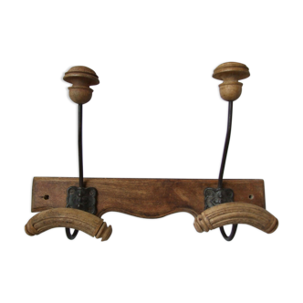 Ancient 19th / XXè wooden and cast iron coat rack