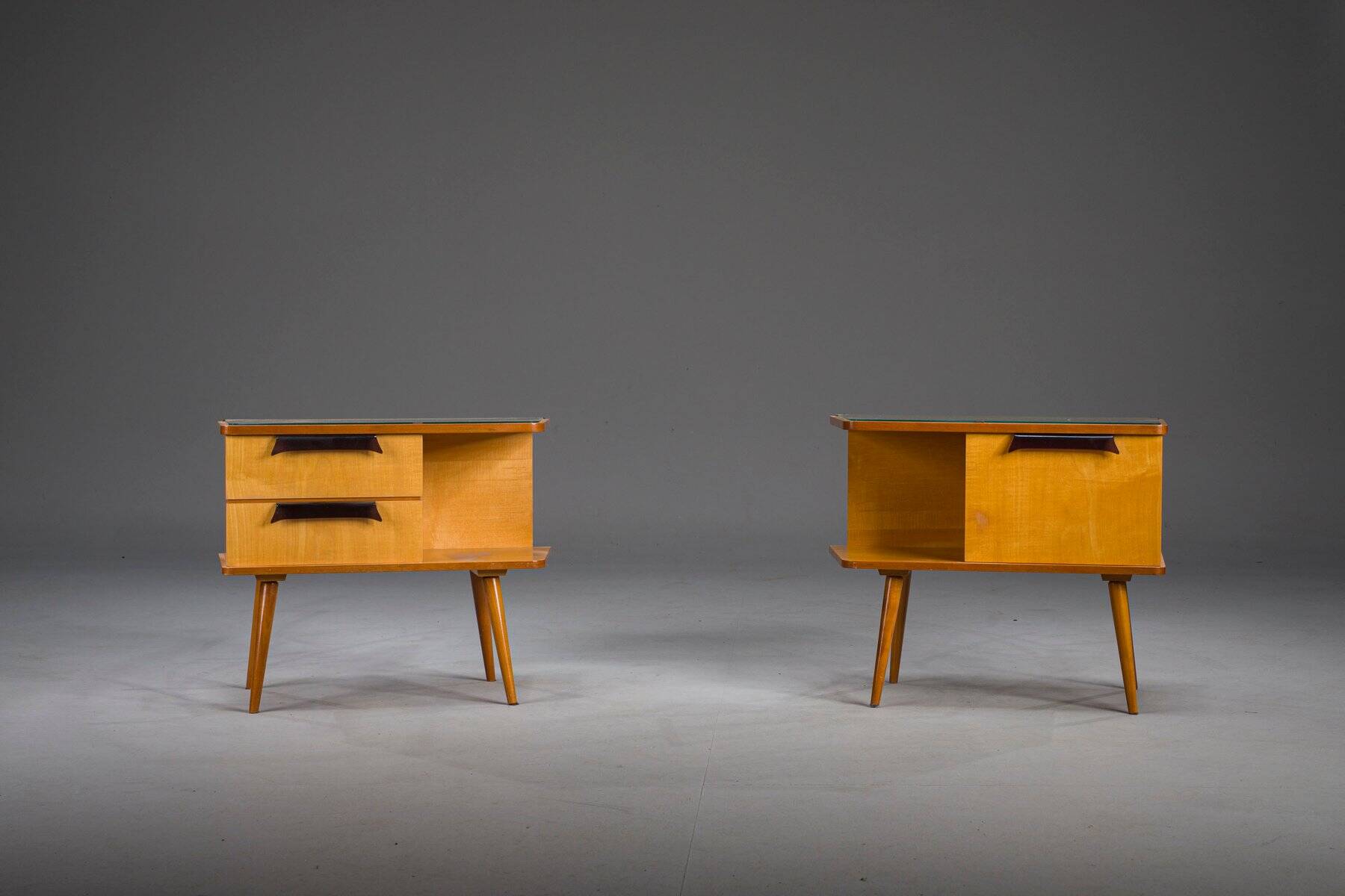 Vintage German cherry nightstands, 1960s, set of 2