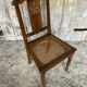 Chaise ancienne art déco bois sculpté & assise cannée vintage #e095