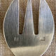 Art Deco oyster forks in punched silver metal, leatherette box
