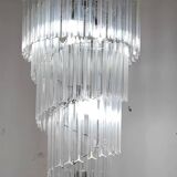 Large spiral chandelier with acrylic crystal trihedrons