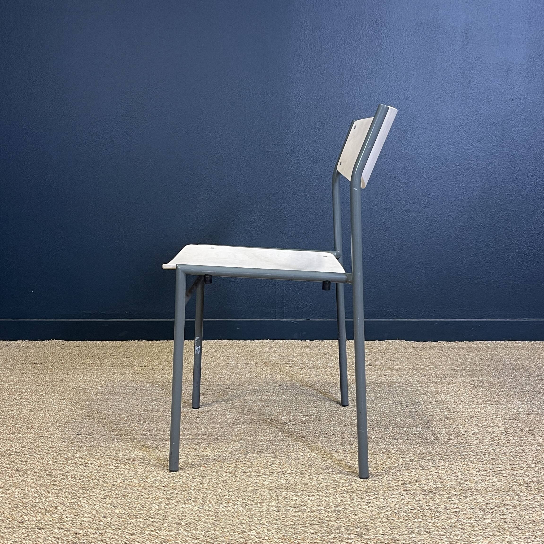 Pair of gijs van der sluis chairs white wood grey legs netherlands 1970s