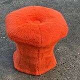 Pouf repose-pieds rond recouvert de peluche en forme de champignon vintage des années 60 et 70