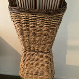 Vintage rattan and raffia floor lamp