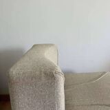 Vintage modular sofa, five armchairs and coffee table, beige wool