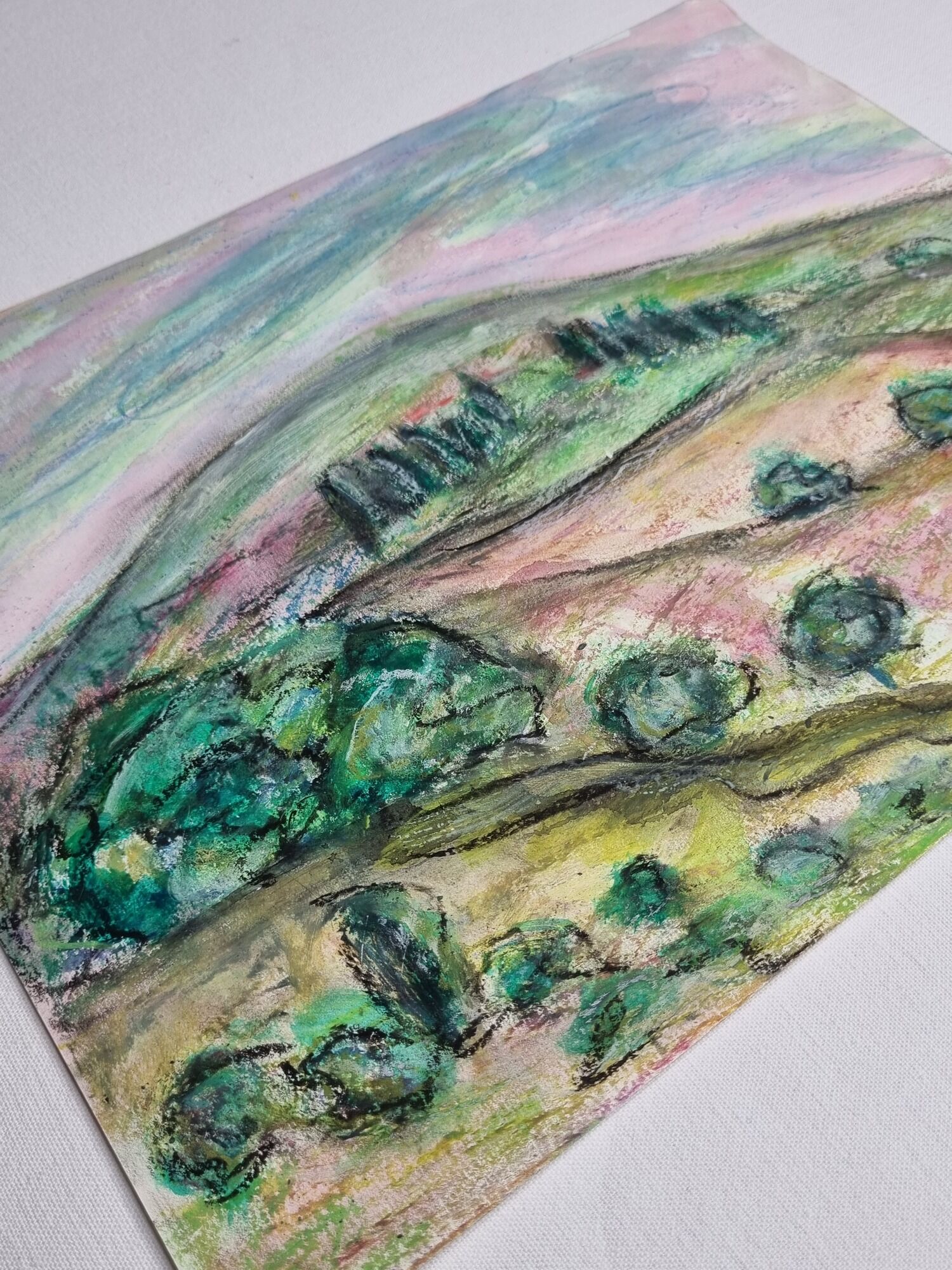 Oil pastel, notebook of a traveler in Tuscany 12, 31 x 24 cm