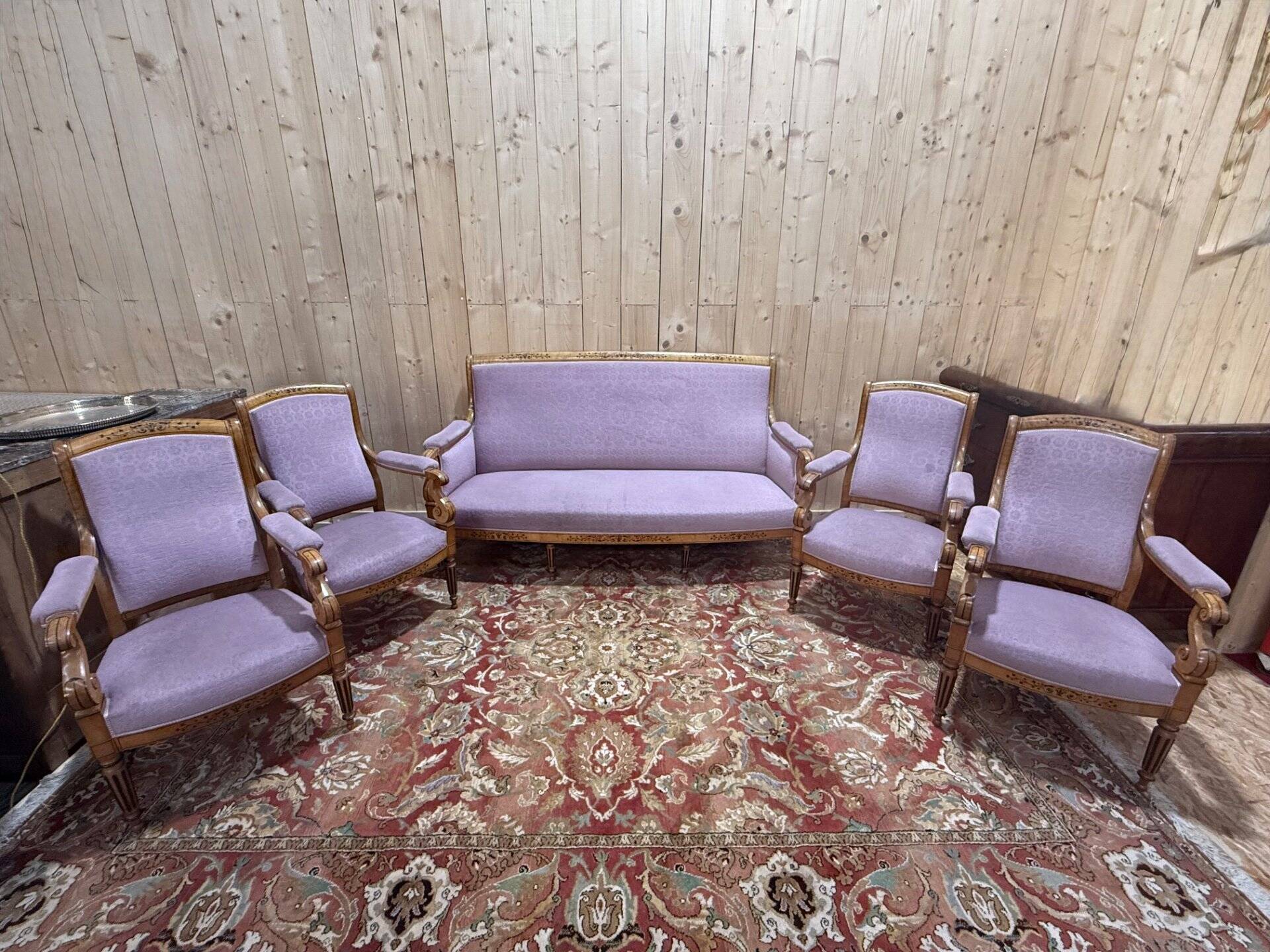 Salon Charles X canapé et 4 fauteuils