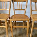 Set of 5 Luterma light blond wood bistro chairs from the 50s