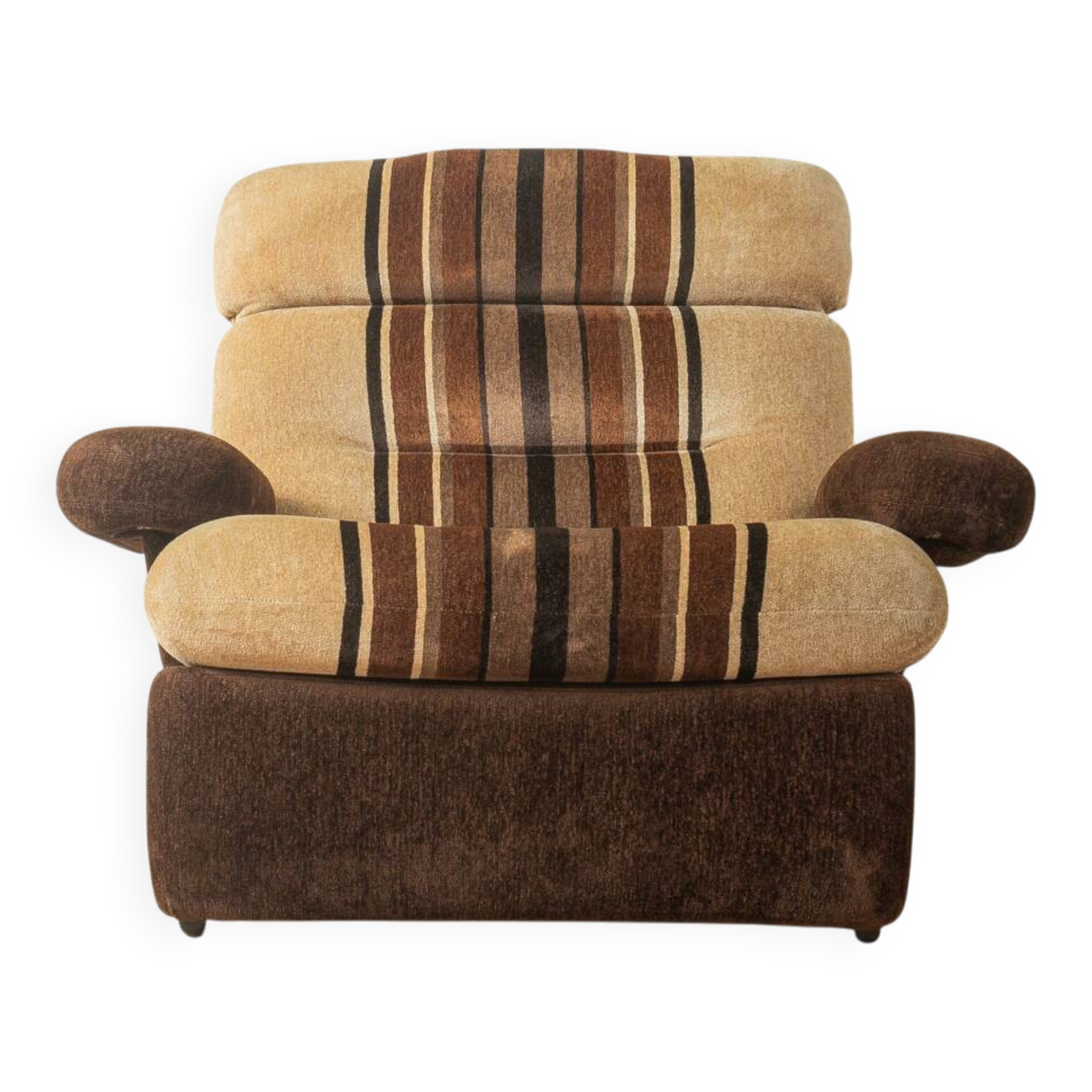 1970s Space Age armchair, velvet fabric, brown/beige.