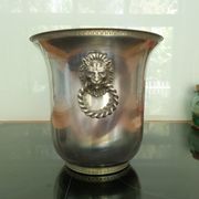 Champagne bucket decoration lion's head in silver metal