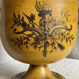 Vintage 1960s painted metal ice bucket from Italy in yellow and gold.