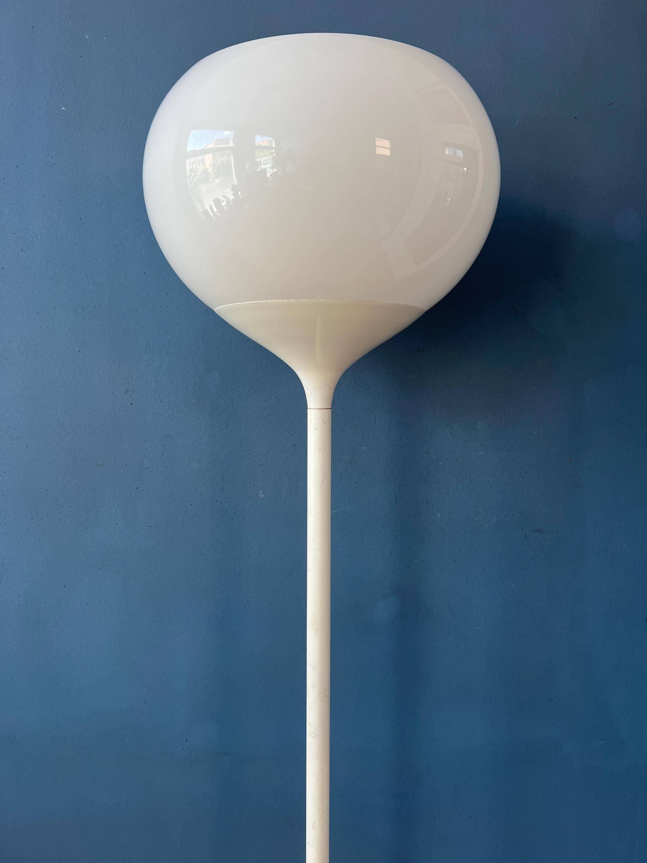 Vintage white floor lamp in Guzzini Space Age Mid-Century style