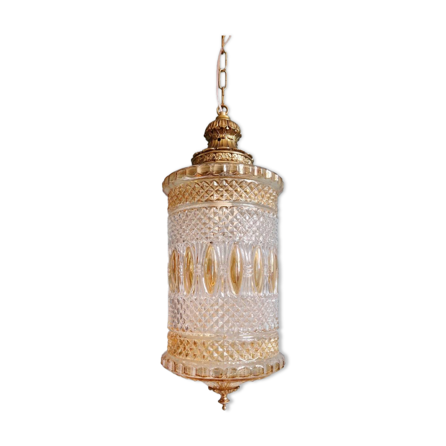 Glass and brass pendant light, 1960s