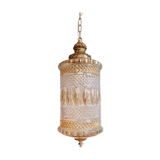 Glass and brass lantern-style pendant light, 1960s