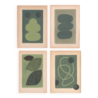 Collection of 4 paintings on paper - signed Eawy