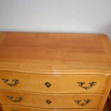 Commode en bois clair, trois tiroirs
