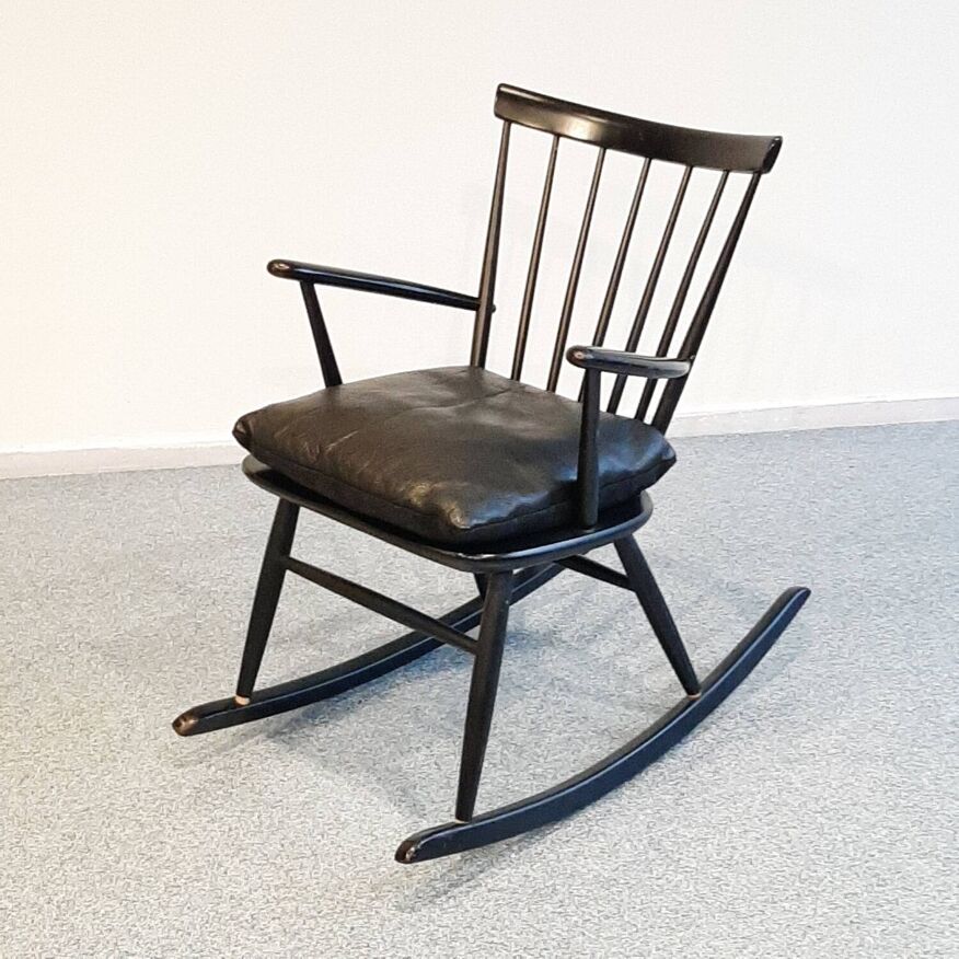 Rocking Chair Noir par Roland Rainer 1960 | Selency