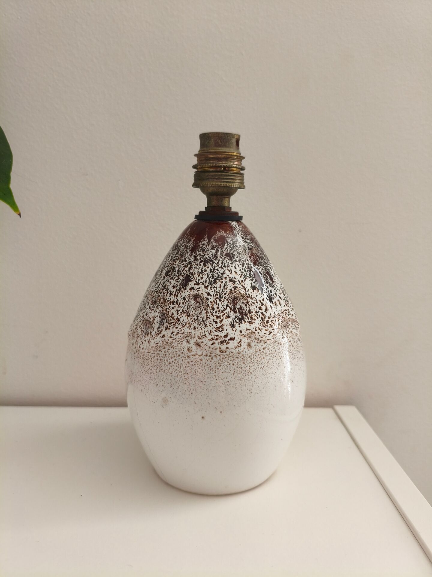 Vintage lamp base in glazed ceramic