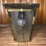 Old brass lantern pendant lamp + vintage glass plate #a592