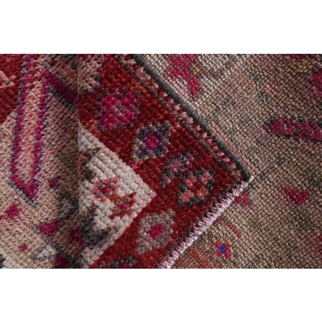 1970s Vintage Turkish Hand-Knotted Wool Cotton Beige Runner Rug 80x348