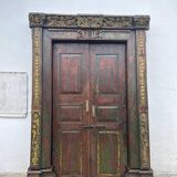Porte indienne ancienne en teck pièce et patine d'origine