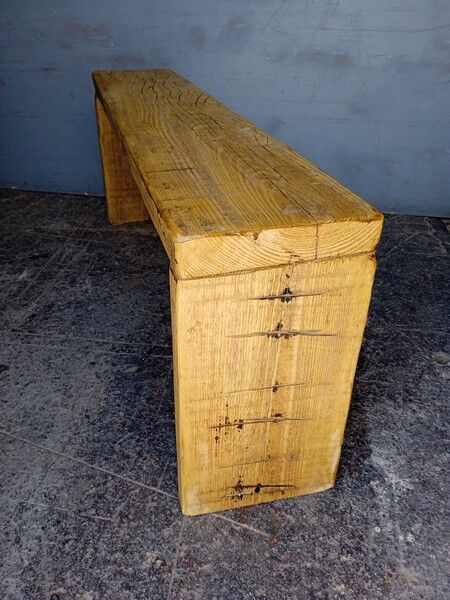 Bench 120 cm patinated solid wood