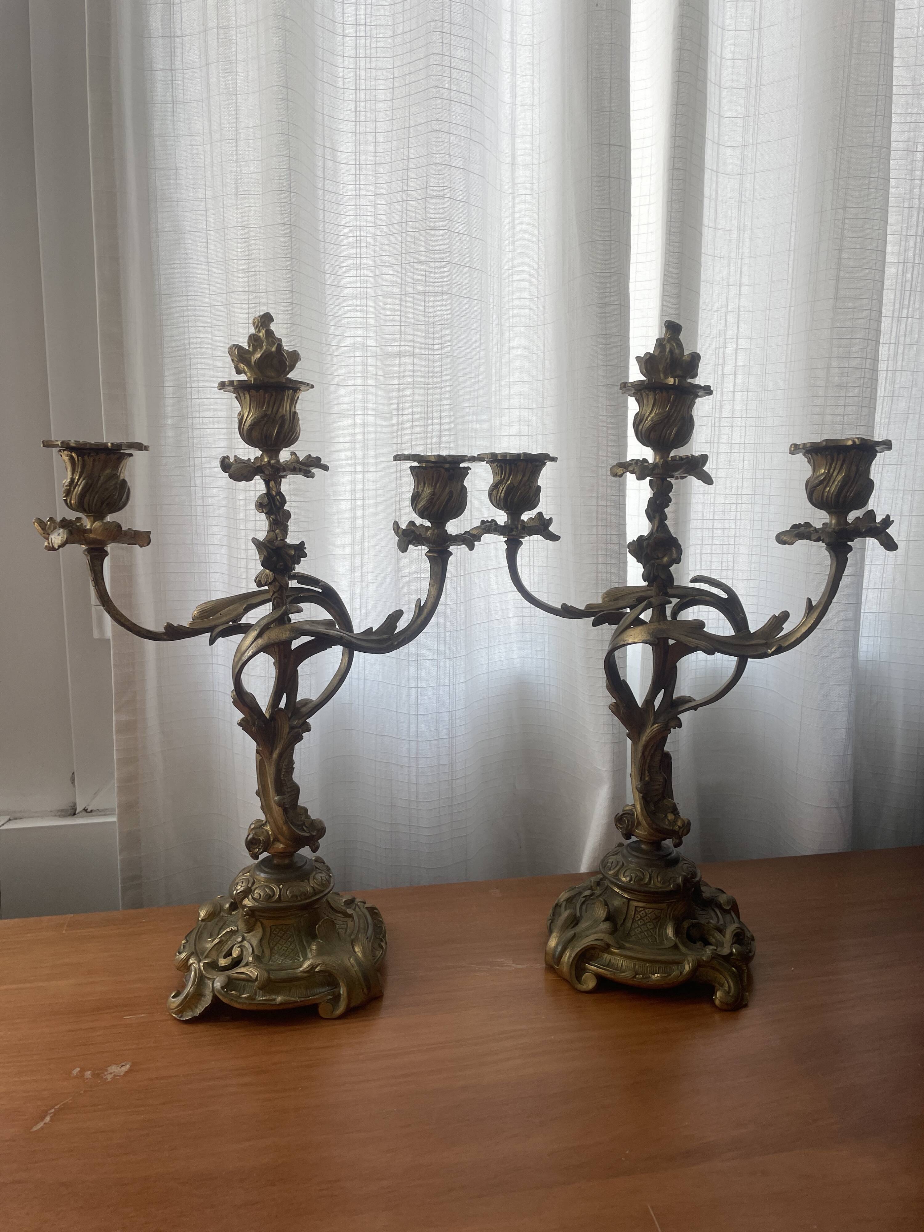 Two magnificent bronze candelabra